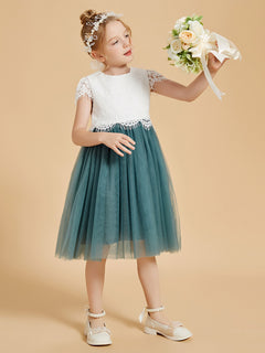 A-Line Knee Length Flower Girl Dress with Flutter Sleeves