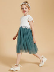 A-Line Knee Length Flower Girl Dress with Flutter Sleeves