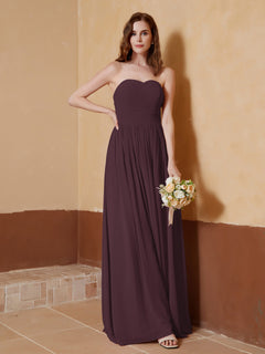 Strapless Chiffon Full Length Dresses Cabernet