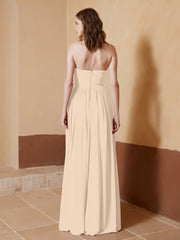 Strapless Chiffon Full Length Dresses Champagne