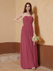 Strapless Chiffon Full Length Dresses Cinnamon Rose