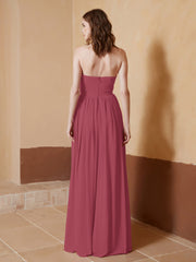 Strapless Chiffon Full Length Dresses Cinnamon Rose