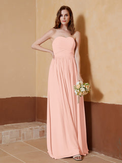 Strapless Chiffon Full Length Dresses Coral