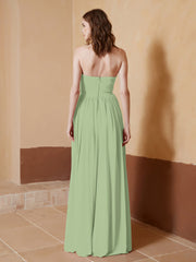 Strapless Chiffon Full Length Dresses Dusty Sage