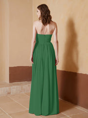 Strapless Chiffon Full Length Dresses Emerald