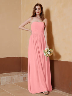 Strapless Chiffon Full Length Dresses Flamingo