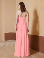 Strapless Chiffon Full Length Dresses Flamingo