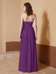 Strapless Chiffon Full Length Dresses Grape