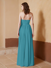 Strapless Chiffon Full Length Dresses Jade