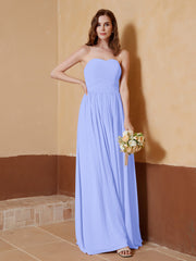 Strapless Chiffon Full Length Dresses Lavender