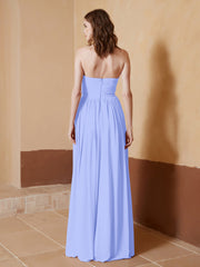 Strapless Chiffon Full Length Dresses Lavender