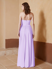 Strapless Chiffon Full Length Dresses Lilac