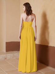 Strapless Chiffon Full Length Dresses Marigold