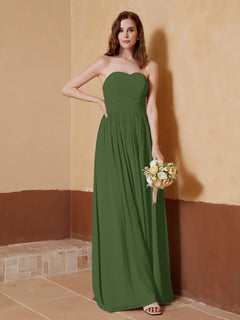 Strapless Chiffon Full Length Dresses Moss