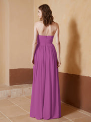 Strapless Chiffon Full Length Dresses Orchid