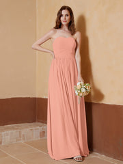 Strapless Chiffon Full Length Dresses Papaya