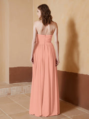 Strapless Chiffon Full Length Dresses Papaya
