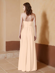 Strapless Chiffon Full Length Dresses Peach