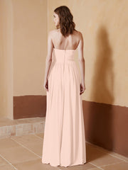 Strapless Chiffon Full Length Dresses Pearl Pink
