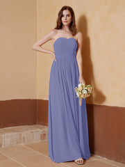 Strapless Chiffon Full Length Dresses Periwinkle Plus Size