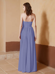 Strapless Chiffon Full Length Dresses Periwinkle