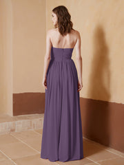 Strapless Chiffon Full Length Dresses Plum