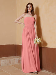 Strapless Chiffon Full Length Dresses Sunset