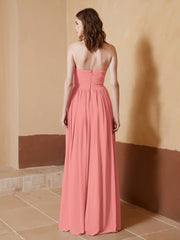 Strapless Chiffon Full Length Dresses Sunset