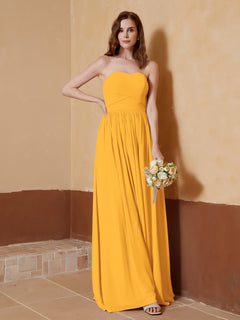 Strapless Chiffon Full Length Dresses Tangerine