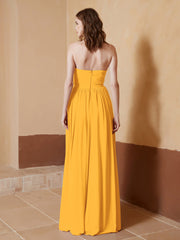 Strapless Chiffon Full Length Dresses Tangerine