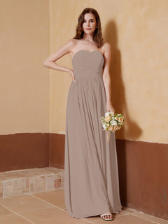 Strapless Chiffon Full Length Dresses Taupe