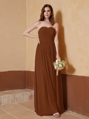 Strapless Chiffon Full Length Dresses Terracotta