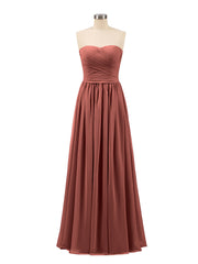 Strapless Chiffon Full Length Dresses Terracotta