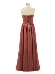 Strapless Chiffon Full Length Dresses Terracotta