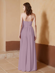 Strapless Chiffon Full Length Dresses Vintage Mauve