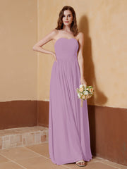 Strapless Chiffon Full Length Dresses Wisteria