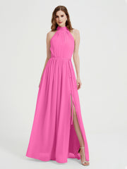 High Neck Full Length Dress with Slit Azalea