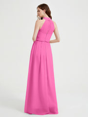 High Neck Full Length Dress with Slit Azalea