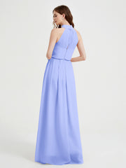 High Neck Full Length Dress with Slit Lavender