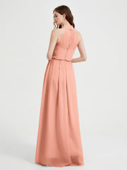 High Neck Full Length Dress with Slit Papaya