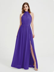 High Neck Full Length Dress with Slit Regency