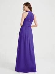 High Neck Full Length Dress with Slit Regency