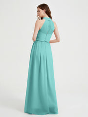 High Neck Full Length Dress with Slit Spa