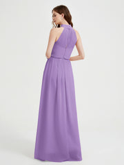 High Neck Full Length Dress with Slit Tahiti