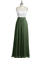 Ivory Lace Top Chiffon Buttom Dress Olive Green