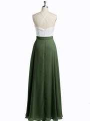 Ivory Lace Top Chiffon Buttom Dress Olive Green