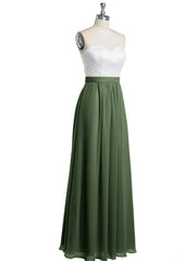 Ivory Lace Top Chiffon Buttom Dress Olive Green
