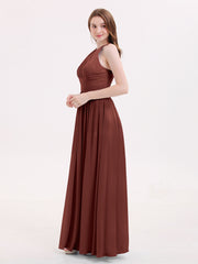 Halter Chiffon Dresses with Double StrapS Terracotta