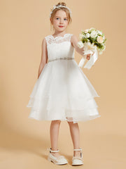 Elegant Sleeveless Scoop Neck Lace Flower Girl Dress