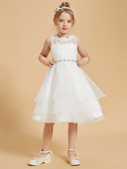 Elegant Sleeveless Scoop Neck Lace Flower Girl Dress